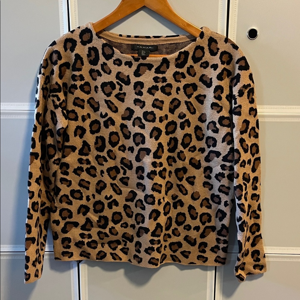 Tahari Leopard Print Sweater - Brown and Black